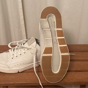 On Running Court Shoes-White Athletic Sneakers with Gum Outsole. Worn twice.